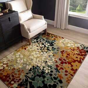 mohawk home floral radiance area rug, grey (5' x 7')