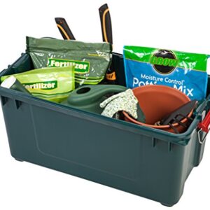 IRIS USA 82 Quart Weathertight Plastic Storage Boxes, Heavy-Duty Utility Totes with Durable Lid and Secure Latching Buckles, Garage and Outdoor, Green/Gray, 4 Pack