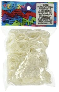 rainbow loom official white rubber bands refill 600 count + 24 c-clips