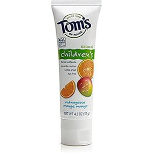 tom's of maine anticavity fluoride children's toothpaste, outrageous orange-mango, 4.2 ounce (pack of 2)