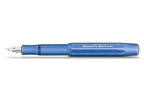 Kaweco AL SPORT Fountain Pen Stonewashed Blue I Premium Fountain Pen for Ink Cartridges I Exclusive Fountain Pen 13 cm I Nib: M (Medium)