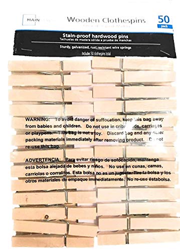 Standard Wooden Clothespins - 50-count