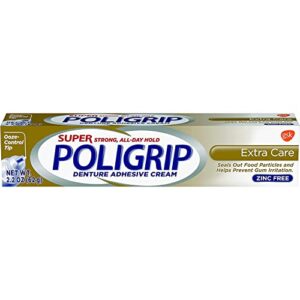 super poligrip extra care denture adhesive cream with poliseal - 2.2 oz - 2 pk