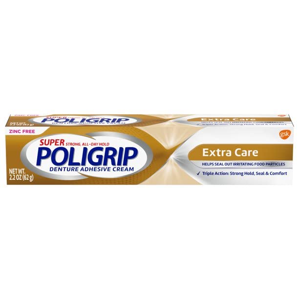 Super Poligrip Extra Care Denture Adhesive Cream with Poliseal - 2.2 oz - 2 pk