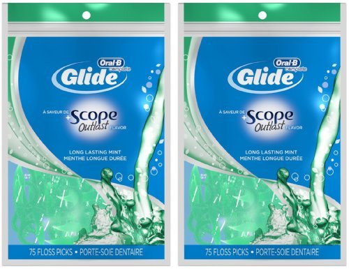 Oral B Glide Floss Picks Plus Scope Outlast - Long Lasting Mint - 75 ct - 2 pk