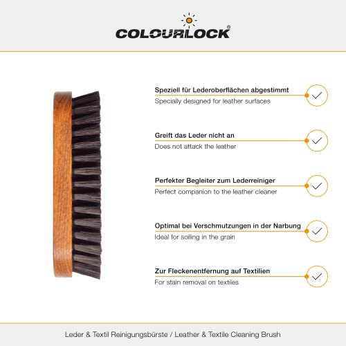 Colourlock Leather & Textile Cleaning Brush | Clean Leather, Textile and Alcantara | for Cars, Furniture, Apparel, Shoes, Bags and Accessories (Brown, 1 Brush)