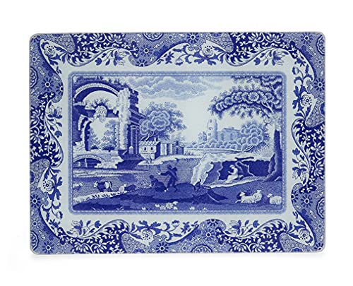 Portmeirion Home & Gifts Blue Italian Glass Worktop Saver, Blue & White, 30 x 40cm