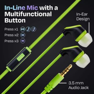 100x Multipack | Bulk Earbuds with Microphone, for Schools, Classroom, Libraries, Museums, etc., Wired in-Ear Earphones with Mic for Kids, Teenagers & Adults, Affordable Bulk Headphones