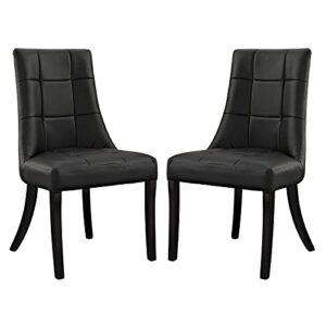 modway noblesse modern tufted vegan leather upholstered kitchen room black, two dining chairs