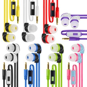 100x Multipack | Bulk Earbuds with Microphone, for Schools, Classroom, Libraries, Museums, etc., Wired in-Ear Earphones with Mic for Kids, Teenagers & Adults, Affordable Bulk Headphones