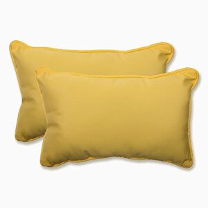 pillow perfect fortress solid indoor/outdoor lumbar pillow plush fill, weather and fade resistant, lumbar - 11.5" x 18.5",, yellow, 2 count