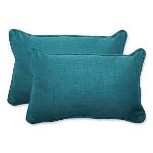 pillow perfect rave solid indoor/outdoor lumbar pillow plush fill, weather and fade resistant, lumbar - 11.5" x 18.5",, green, 2 count