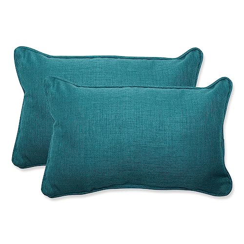 Pillow Perfect Rave Solid Indoor/Outdoor Lumbar Pillow Plush Fill, Weather and Fade Resistant, Lumbar - 11.5" x 18.5",, Green, 2 Count