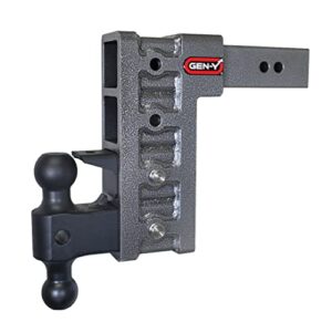 gen-y gh-624 mega-duty adjustable 9" drop hitch with gh-061 dual-ball, gh-062 pintle lock for 2.5" receiver - 21,000 lb towing capacity - 3,000 lb tongue weight