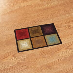 Collections Etc Optic Squares Skid-Resistant and Nonslip Accent Rug with Burnished Autumn Red, Brown and Beige, Brown, 20 X 30