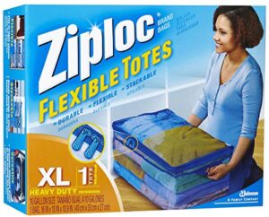 ziploc xl flex flexible tote with handle, large, clear
