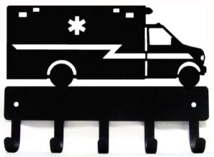 the metal peddler ambulance emt - wall key rack with 5 hooks - 9 inch wide - made in usa; driver & medic gifts