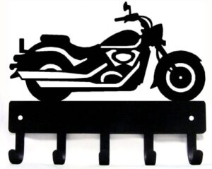 the metal peddler cruiser motorcycle motorbike #12 key rack holder for wall - 9 inch wide - made in usa; rider gifts