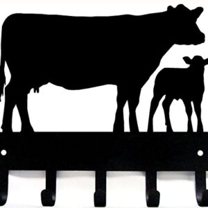 The Metal Peddler Cow and Calf Cattle Farm Key Rack - Small 6 inch Wide - Made in USA