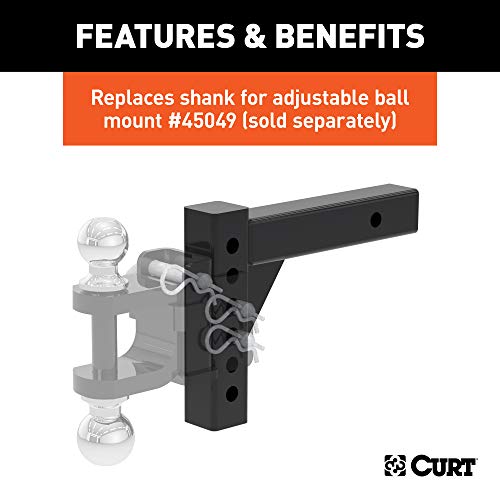 CURT 45059 Replacement Shank for Adjustable Trailer Hitch Ball Mount #45799 or #45049, Fits 2-Inch Receiver