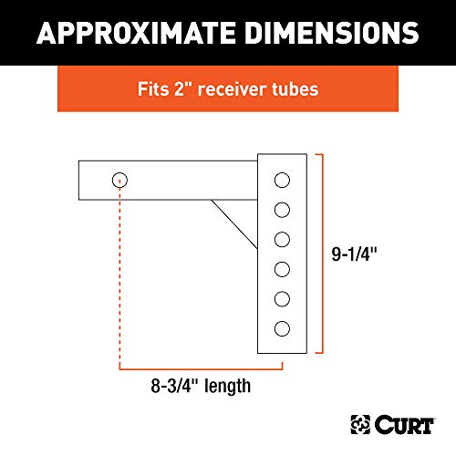 CURT 45059 Replacement Shank for Adjustable Trailer Hitch Ball Mount #45799 or #45049, Fits 2-Inch Receiver