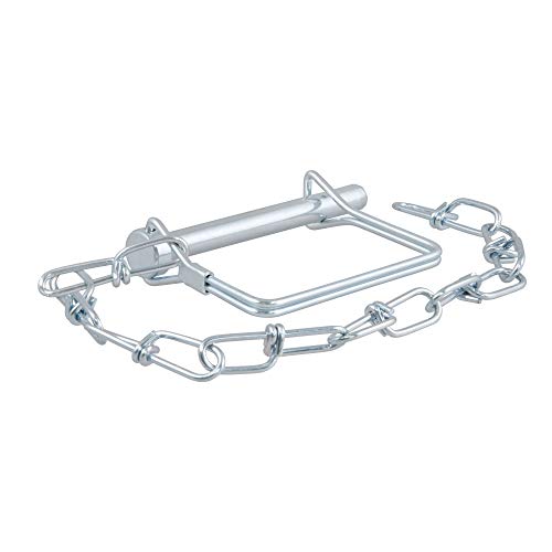 CURT 25035 Trailer Coupler Pin with 12-Inch Chain, 5/16-Inch Diameter x 3-Inch Long, Clear ZINC