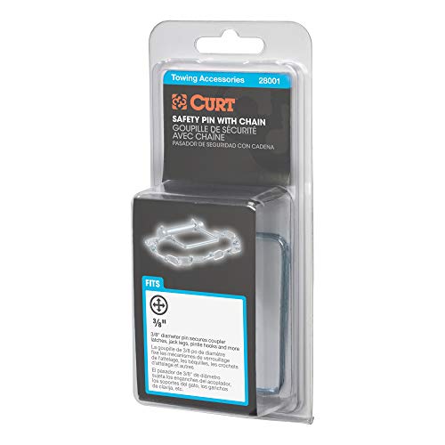 CURT 28001 Trailer Coupler Pin with 12-Inch Chain, 3/8-Inch Diameter x 2-3/4-Inch Long