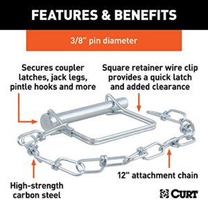 CURT 28001 Trailer Coupler Pin with 12-Inch Chain, 3/8-Inch Diameter x 2-3/4-Inch Long