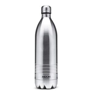 Milton Thermosteel Duo DLX 1000, Double Walled Vacuum Insulated Flask 1000 ml | 34 oz | 1 Ltr |24 Hours Hot and Cold Water Bottle, 18/8 Stainless Steel, BPA Free, Food Grade, Leak-Proof | Silver