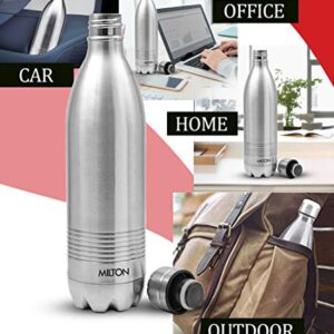 Milton Thermosteel Duo DLX 1000, Double Walled Vacuum Insulated Flask 1000 ml | 34 oz | 1 Ltr |24 Hours Hot and Cold Water Bottle, 18/8 Stainless Steel, BPA Free, Food Grade, Leak-Proof | Silver