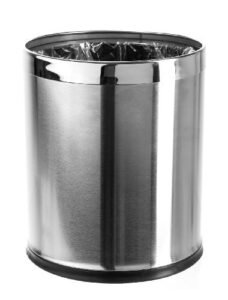 brelso 'invisi-overlap' open top stainless steel trash can, small office wastebasket, modern home décor, round shape