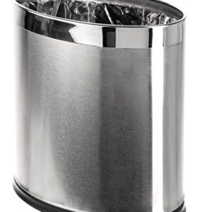 Brelso 'Invisi-Overlap' Open Top Stainless Steel Trash Can, Small Office Wastebasket, Modern Home Décor, Oval Shape