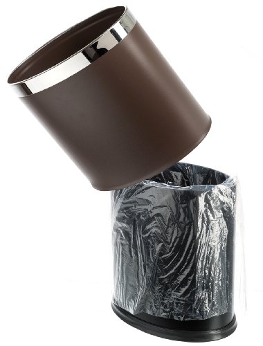 Brelso 'Invisi-Overlap' Open Top Stainless Steel Trash Can, Small Office Wastebasket, Modern Home Décor, Oval Shape