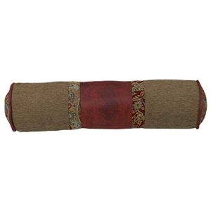 paseo road by hiend accents | san angelo decorative bolster pillow, 16x21 inch, red tan paisley pattern, western rustic traditional farmhouse style