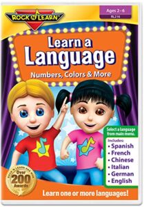 learn a language: numbers, colors & more dvd by rock 'n learn - spanish, french, chinese, italian, german & english (6 languages on one dvd)