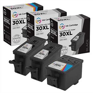 ld products compatible kodak 30 / 30xl set of 3 high yield ink cartridges: 2 black (1550532) & 1 color (1341080) for use in esp 1.2, 3.2, 3.2s, c110, c310, c315, 2150, 2170 & hero 2.2, 3.1, 4.2, 5.1