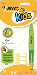 bic kids ball pen - green barrel, medium point (1.0 mm), black, 1-count