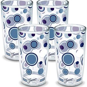 Tervis Made in USA Double Walled Fiesta Insulated Tumbler Cup Keeps Drinks Cold & Hot, 16oz - 4pk, Lapis Dots