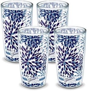 tervis plastic made in usa double walled fiesta insulated tumbler cup keeps drinks cold & hot, 16oz - 4pk, lapis calypso