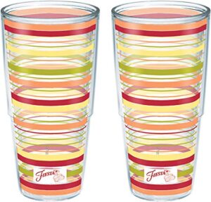 tervis made in usa double walled fiesta insulated tumbler cup keeps drinks cold & hot, 24oz - 2pk, sunny stripes