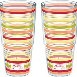 Tervis Made in USA Double Walled Fiesta Insulated Tumbler Cup Keeps Drinks Cold & Hot, 24oz - 2pk, Sunny Stripes