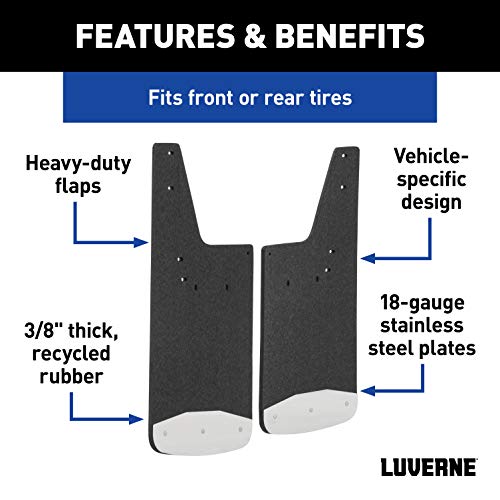 LUVERNE 250230 Front or Rear 12 x 20-Inch Textured Rubber Mud Guards Black Inch Inch Select Dodge Ram 1500, 2500, 3500