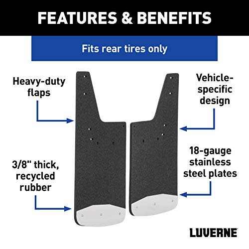 LUVERNE 250933 Rear 12-Inch x 23-Inch Textured Rubber Mud Guards, Select Dodge, Ram 1500, 2500, 3500