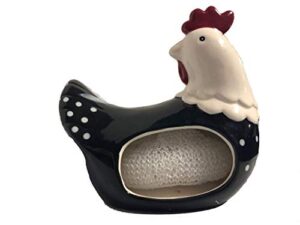 ceramic chicken sponge/scrubbie holder (black)