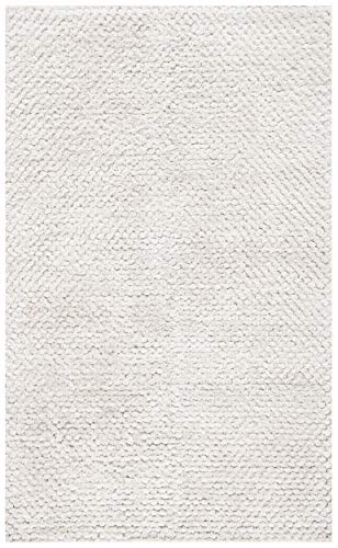 SAFAVIEH Saint Tropez Shag Collection 5' x 8' Snow White STS641W Handmade Solid 1-inch Thick Area Rug