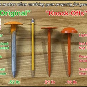 Survey Marker - 4 Pack - Low Profile Survey Stakes (Hi-Vis Orange)