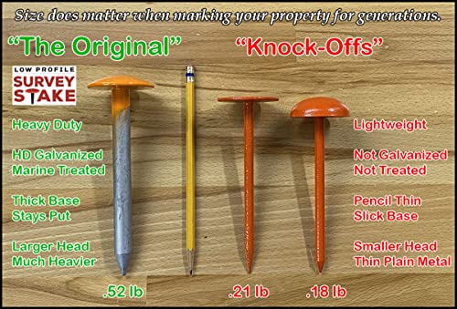 Survey Marker - 4 Pack - Low Profile Survey Stakes (Hi-Vis Orange)