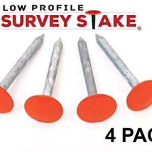 Survey Marker - 4 Pack - Low Profile Survey Stakes (Hi-Vis Orange)