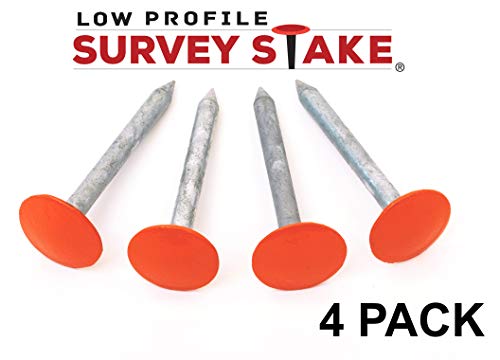 Survey Marker - 4 Pack - Low Profile Survey Stakes (Hi-Vis Orange)