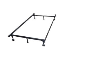 kings brand furniture heavy duty adjustable metal queen, full, full xl, twin, twin xl, bed frame with rug rollers & locking wheels